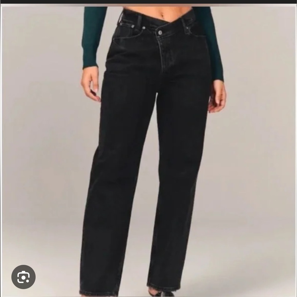 Abercrombie & Fitch The Dad High Rise Curve Love Black Jeans